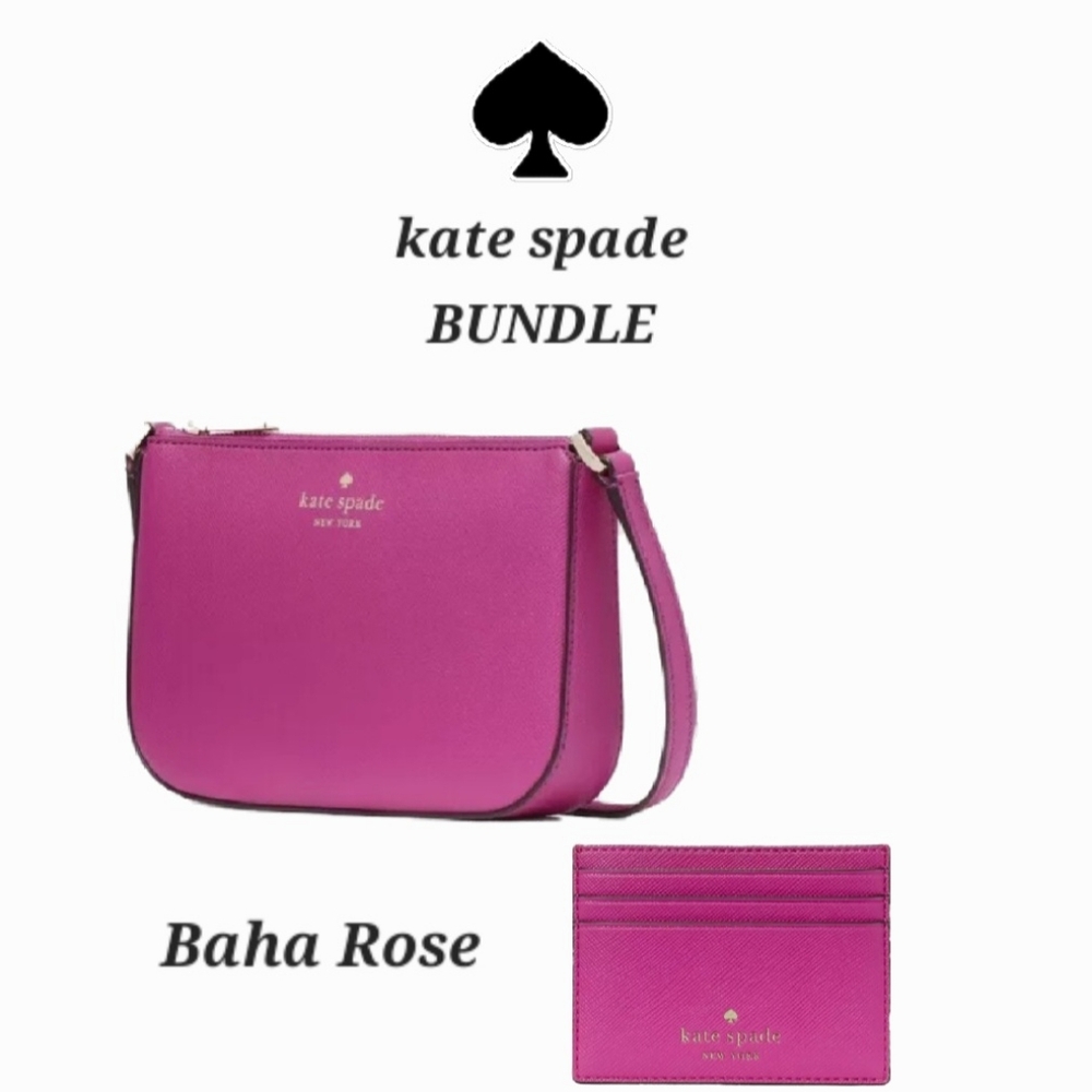 Kate Spade Baja Rose Schuyler Small Crossbody & Wallet BUNDLE